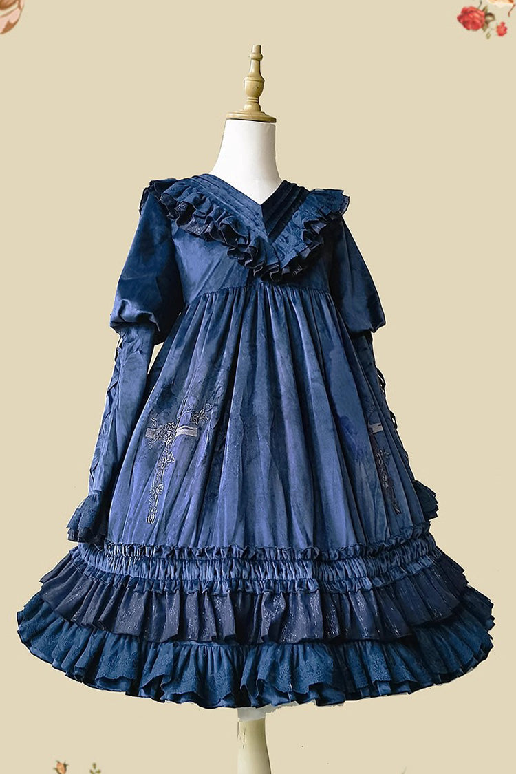Sweet Lolita Dress - Holy Fruit Manor, 2 Colors, Puff Sleeves, Ruffled, Printed - additional product view 16