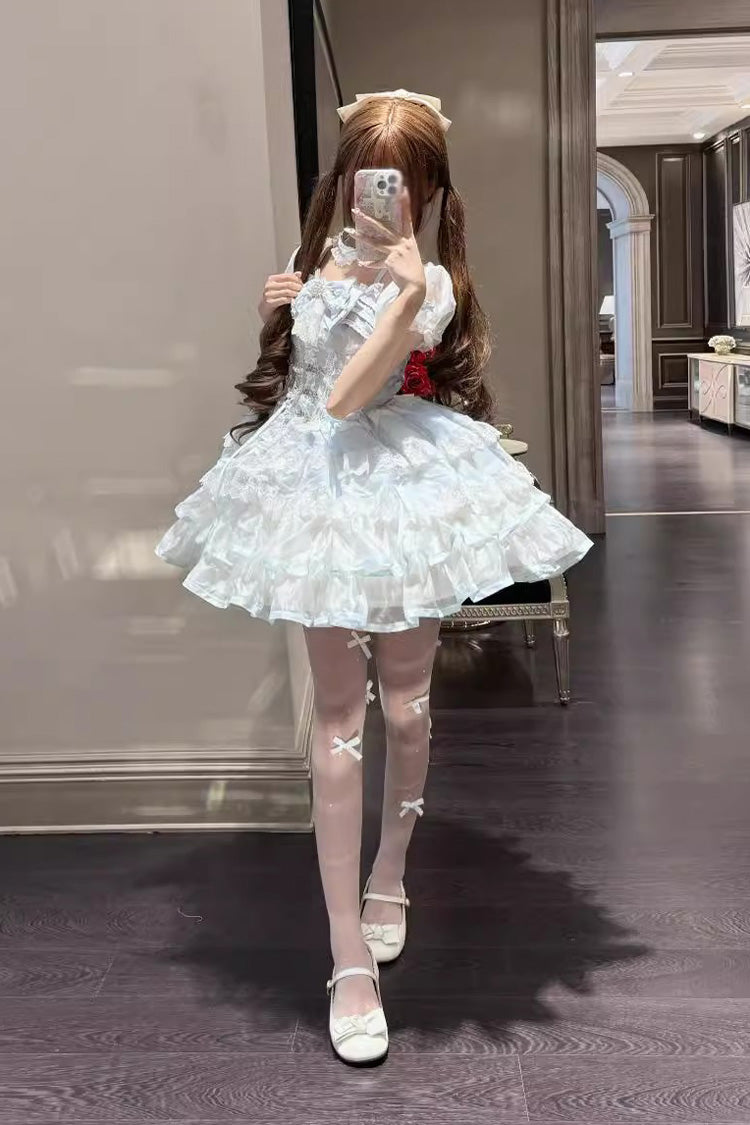 Sweet Lolita Dress - Ice Dance, 2 Colors, Bow Detail, Lace Trim, Layered - additional product view 4