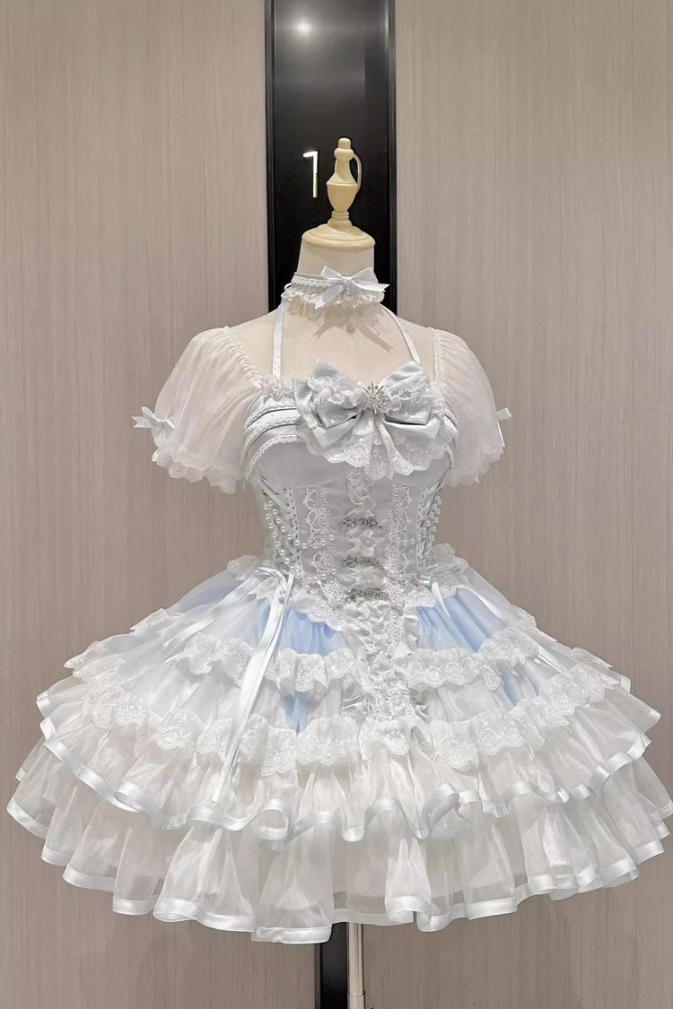 Sweet Lolita Dress - Ice Dance, 2 Colors, Bow Detail, Lace Trim, Layered - main product image