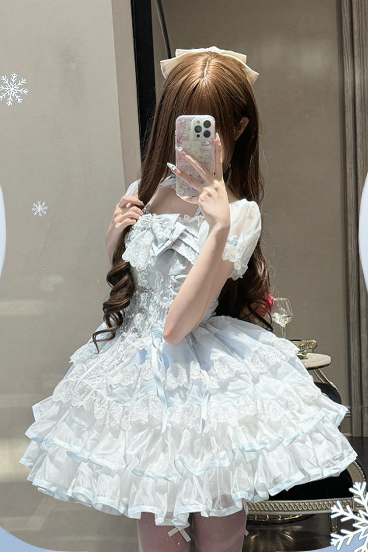 Sweet Lolita Dress - Ice Dance, 2 Colors, Ruffled, Embroidered, Layered - additional product view 2