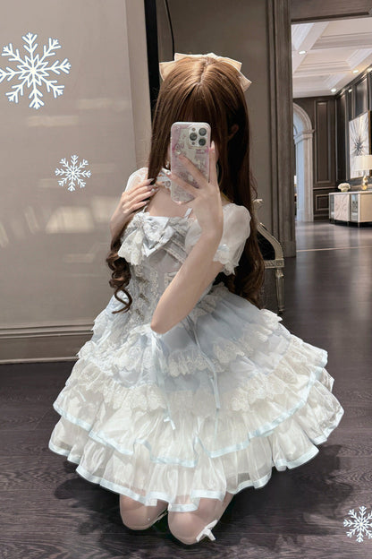 Sweet Lolita Dress - Ice Dance, 2 Colors, Ruffled, Embroidered, Layered - additional product view 3