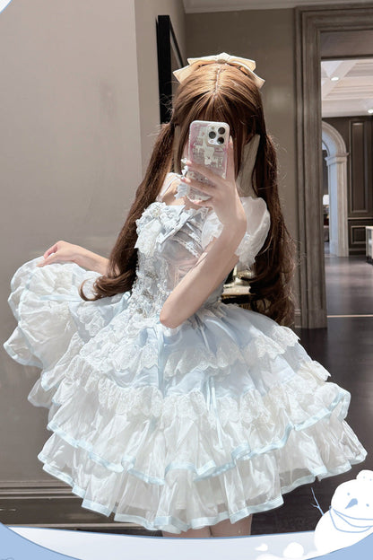 Sweet Lolita Dress - Ice Dance, 2 Colors, Ruffled, Embroidered, Layered - additional product view 4