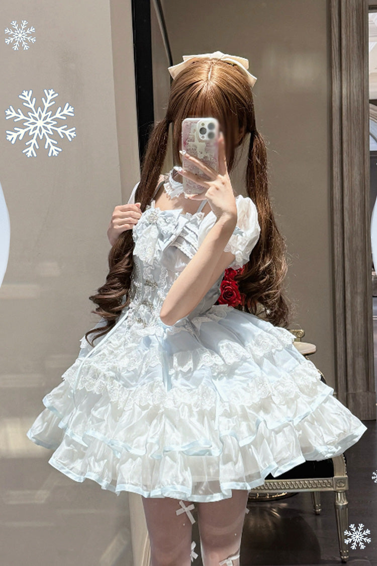 Sweet Lolita Dress - Ice Dance, 2 Colors, Ruffled, Embroidered, Layered - additional product view 5