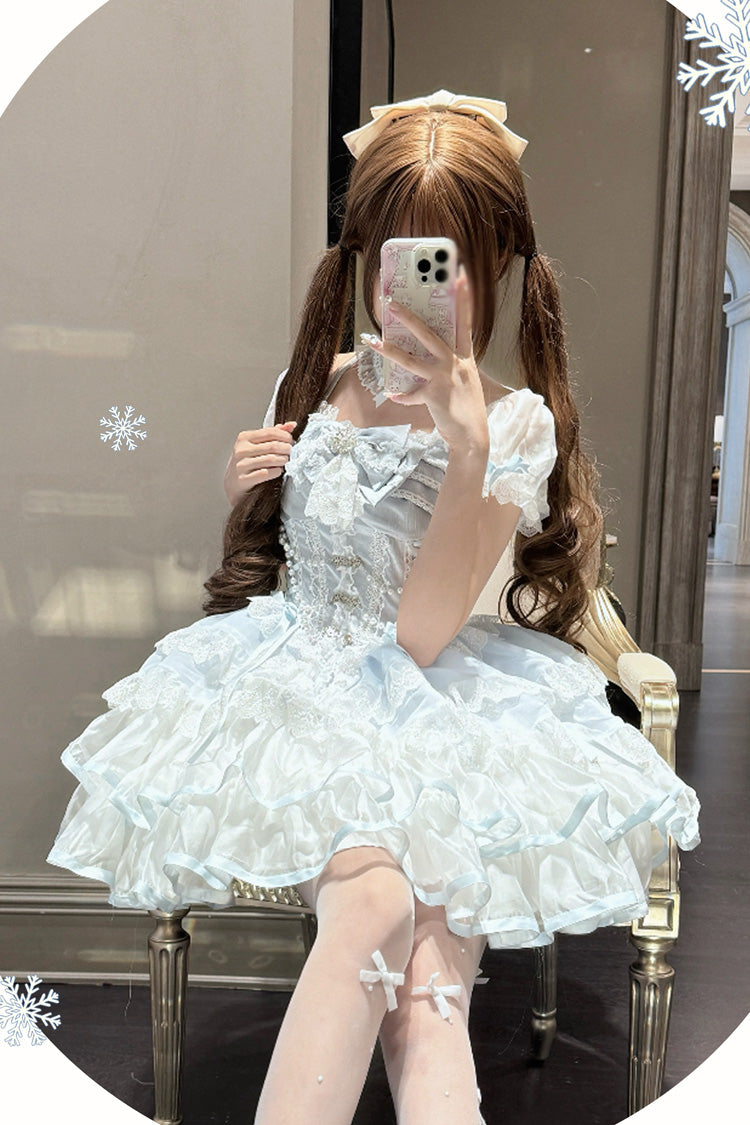 Sweet Lolita Dress - Ice Dance, 2 Colors, Ruffled, Embroidered, Layered - additional product view 6