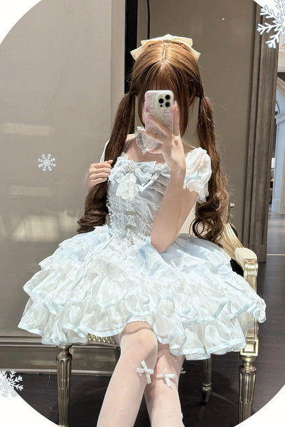 Sweet Lolita Dress - Ice Dance, 2 Colors, Ruffled, Embroidered, Layered - additional product view 6