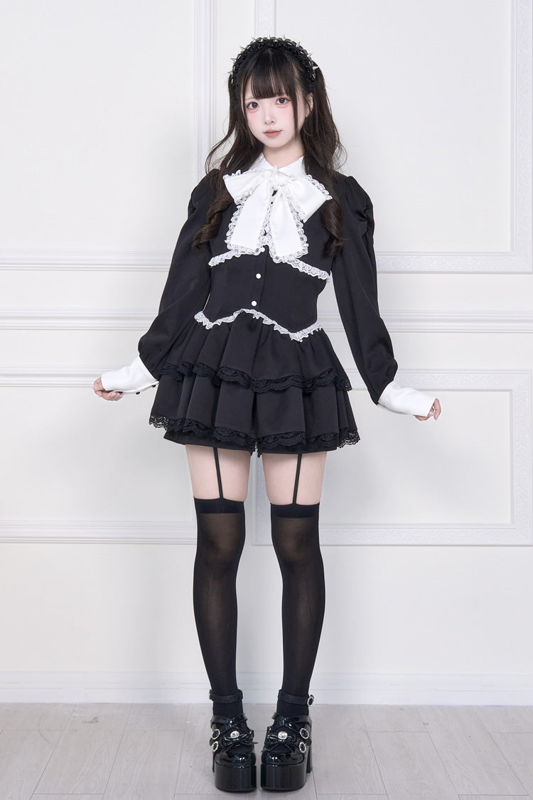 Sweet Lolita Dress - Japanese, 2 Colors, Layered, Long Sleeves, Bow Detail - additional product view 2
