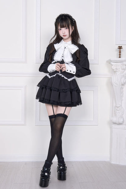 Sweet Lolita Dress - Japanese, 2 Colors, Layered, Long Sleeves, Bow Detail - additional product view 7