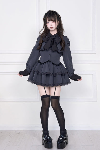 Sweet Lolita Dress - Japanese, 2 Colors, Layered, Long Sleeves, Bow Detail - additional product view 10