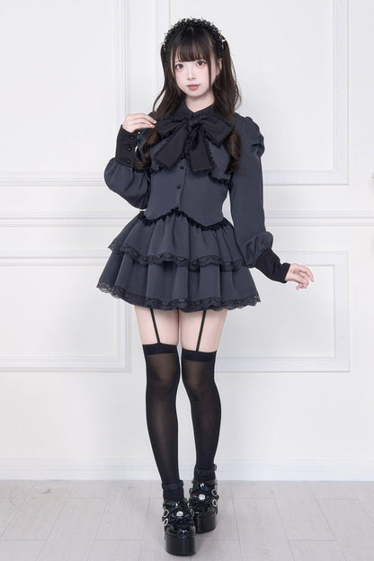 Sweet Lolita Dress - Japanese, 2 Colors, Layered, Long Sleeves, Bow Detail - additional product view 13