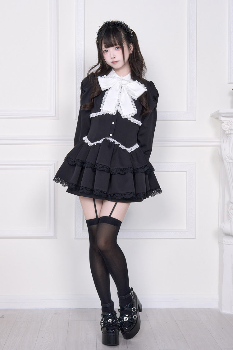 Sweet Lolita Dress - Japanese, 2 Colors, Layered, Long Sleeves, Bow Detail - additional product view 14