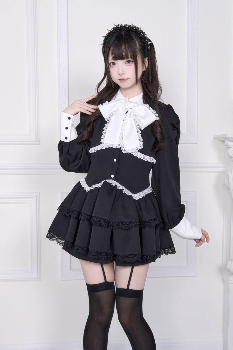 Sweet Lolita Dress - Japanese, 2 Colors, Layered, Long Sleeves, Bow Detail - main product image