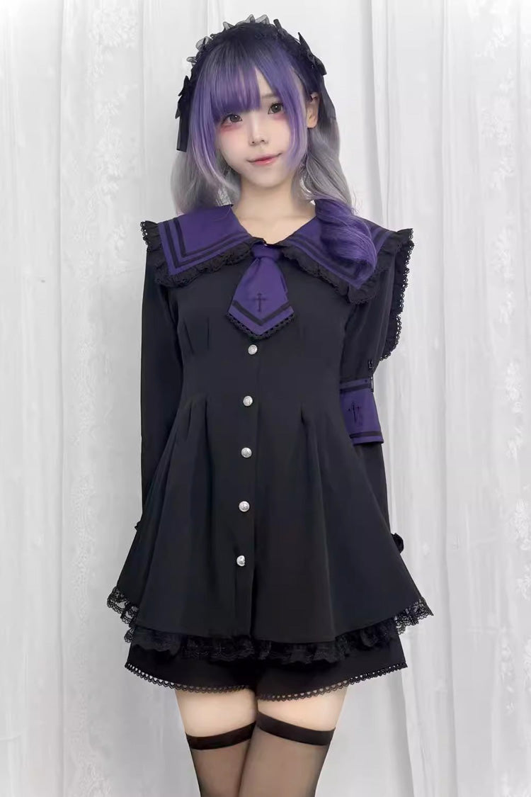 Sweet Lolita Dress - Japanese, 4 Colors, Long Sleeves, Bow Detail, Lace Trim - additional product view 3