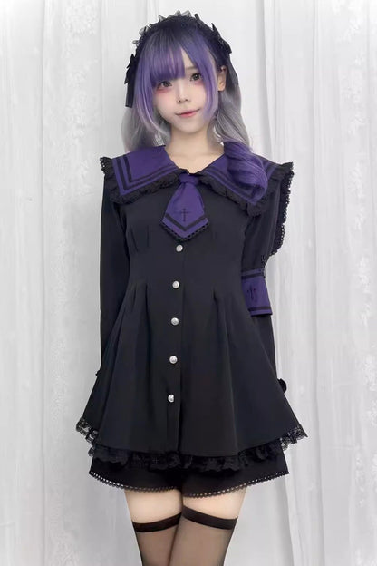 Sweet Lolita Dress - Japanese, 4 Colors, Long Sleeves, Bow Detail, Lace Trim - additional product view 3