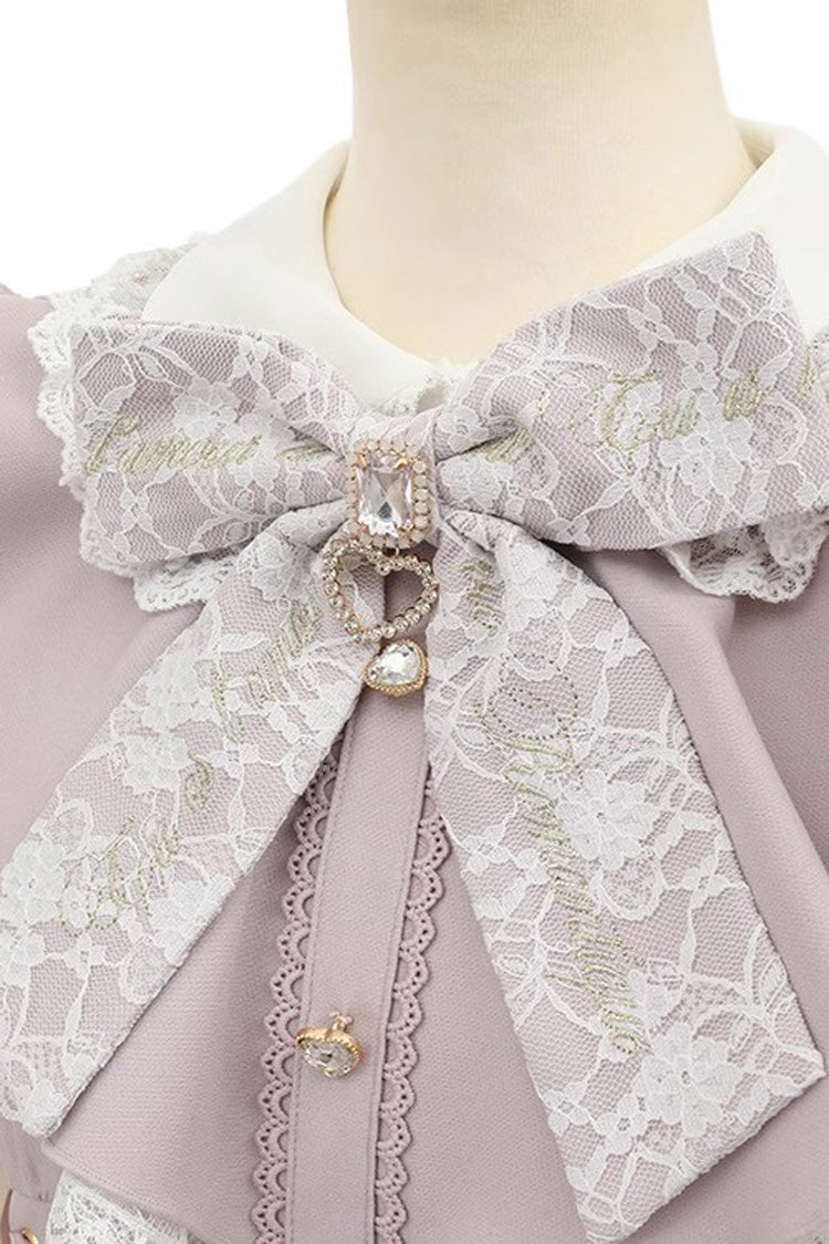 Sweet Lolita Dress - Japanese Diamond Buckle Heart, Pink, Buckle Detail, Lace Trim - additional product view 2