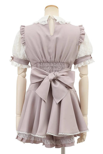 Sweet Lolita Dress - Japanese Diamond Buckle Heart, Pink, Buckle Detail, Lace Trim - additional product view 3