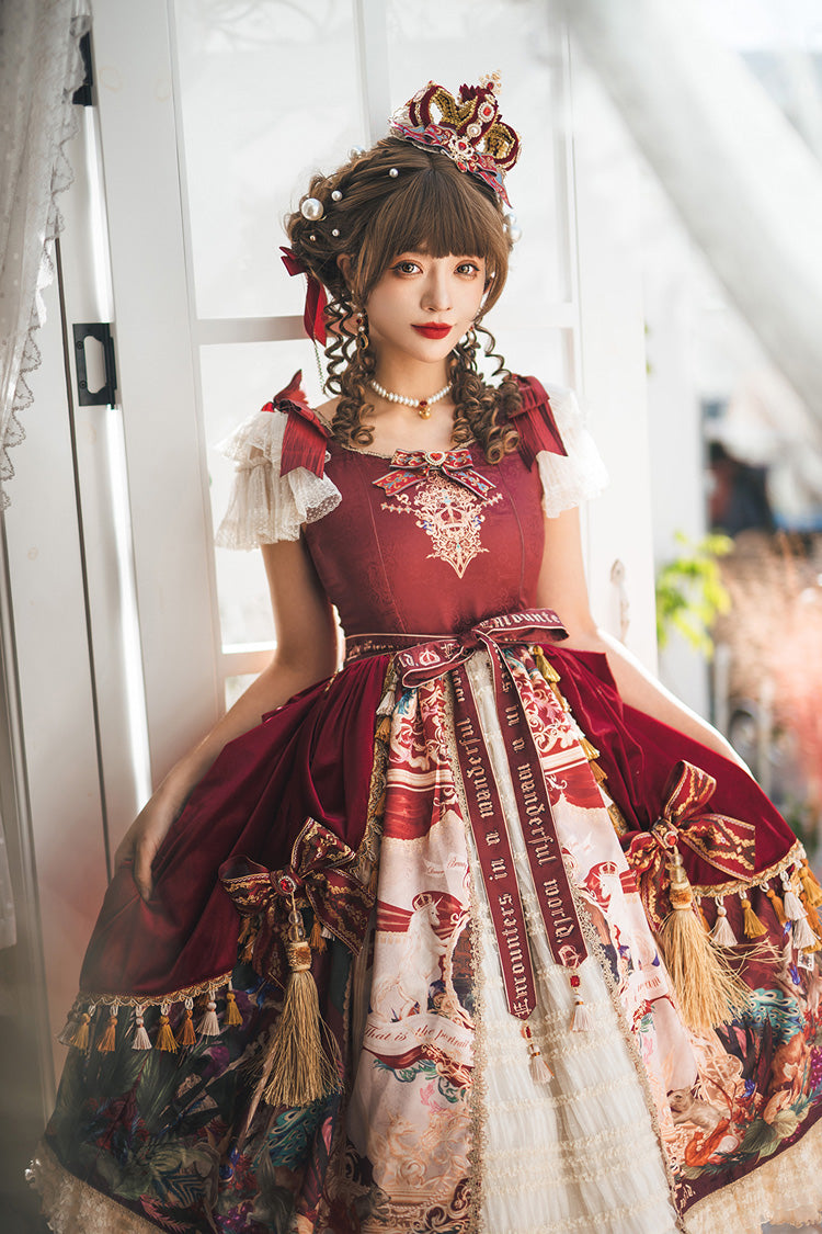 Sweet Lolita Dress - Kaleidoscope Of Dreams, Red, Embroidered, Layered, Classic Style - additional product view 3