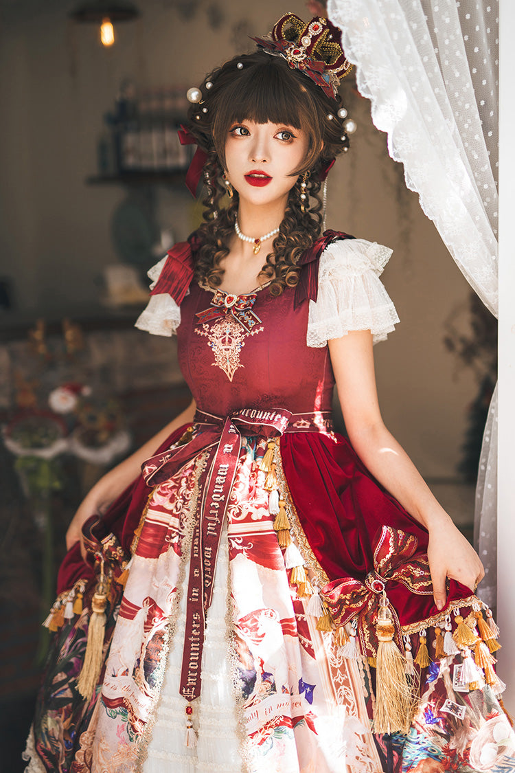 Sweet Lolita Dress - Kaleidoscope Of Dreams, Red, Embroidered, Layered, Classic Style - additional product view 10