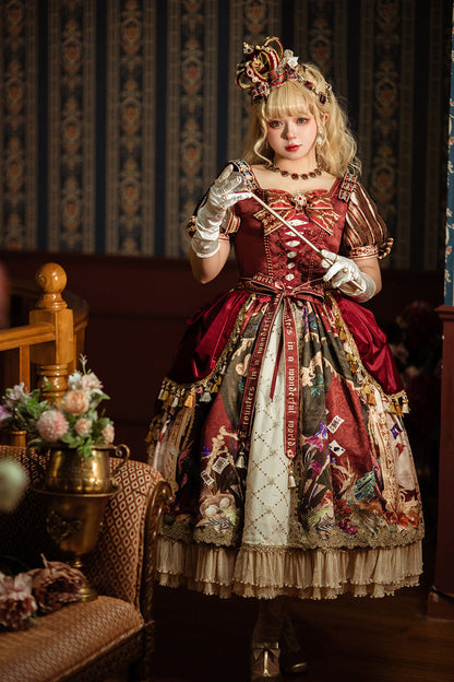Sweet Lolita Dress - Kaleidoscope Of Dreams, Red, Embroidered, Layered, Lace-Up - additional product view 9