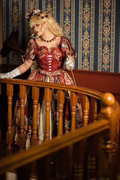 Sweet Lolita Dress - Kaleidoscope Of Dreams, Red, Embroidered, Layered, Lace-Up - additional product view 10