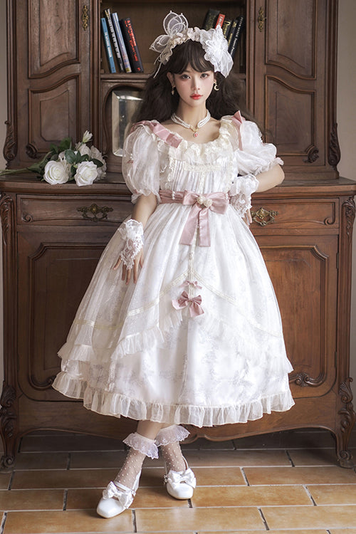 Sweet Lolita Dress - Lace Ruffled Round Collar, White, Lace Trim - additional product view 2