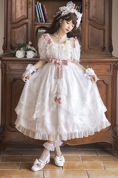 Sweet Lolita Dress - Lace Ruffled Round Collar, White, Lace Trim - additional product view 3