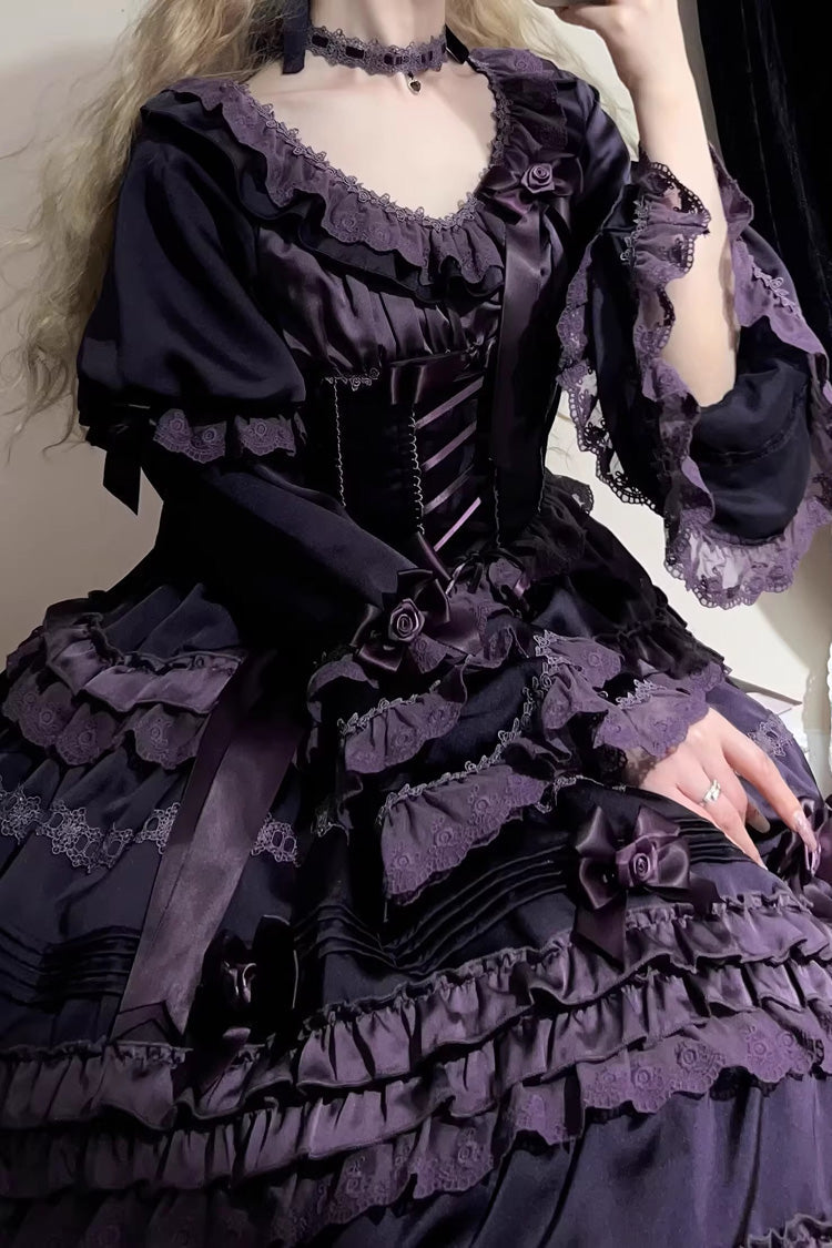 Sweet Lolita Dress - Layered Blackcurrant, Purple, Long Length, Short Length, Ruffled - additional product view 9