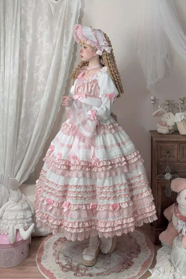 Sweet Lolita Dress - Layered Peach Ice, 2 Colors, Long Length, Short Length, Ruffled - additional product view 2