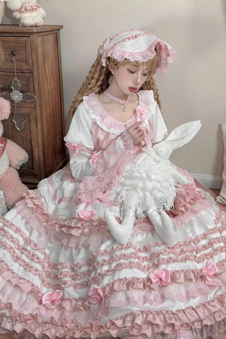 Sweet Lolita Dress - Layered Peach Ice, 2 Colors, Long Length, Short Length, Ruffled - additional product view 4