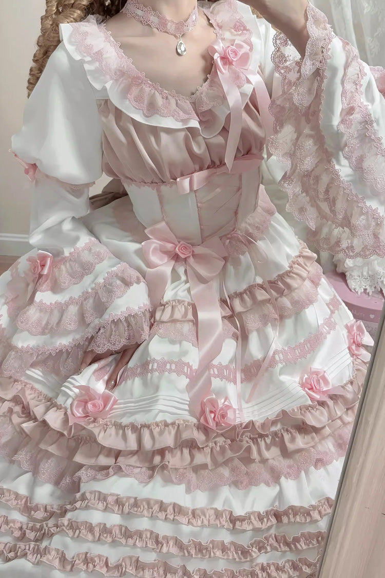 Sweet Lolita Dress - Layered Peach Ice, 2 Colors, Long Length, Short Length, Ruffled - additional product view 6