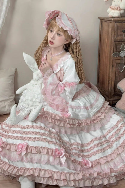 Sweet Lolita Dress - Layered Peach Ice, 2 Colors, Long Length, Short Length, Ruffled - additional product view 7