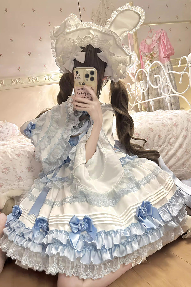 Sweet Lolita Dress - Layered Sea Salt Ice, 2 Colors, Long Length, Short Length, Bow Detail - additional product view 7
