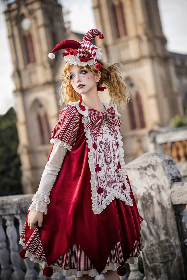 Sweet Lolita Dress - Letters And Poems · Doll Mask, Red, Long Sleeves, Gothic Style - additional product view 3