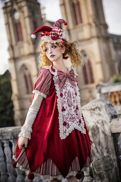 Sweet Lolita Dress - Letters And Poems · Doll Mask, Red, Long Sleeves, Gothic Style - additional product view 3