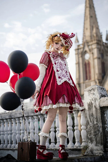 Sweet Lolita Dress - Letters And Poems · Doll Mask, Red, Long Sleeves, Gothic Style - additional product view 12