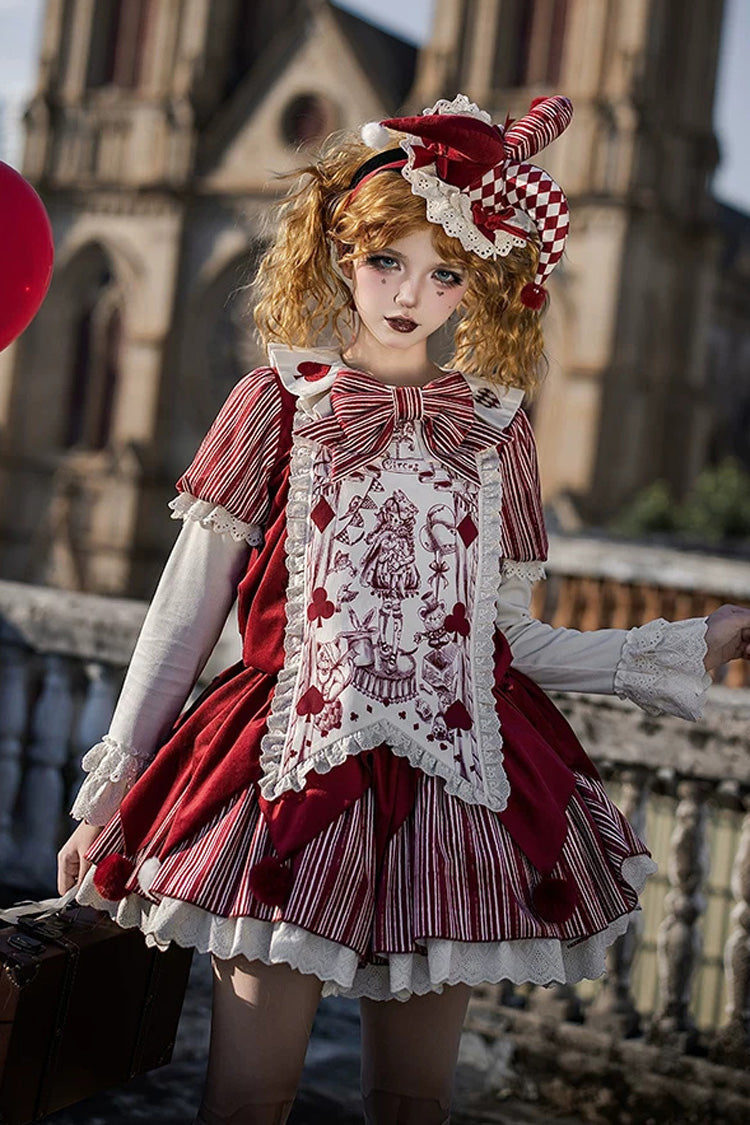 Sweet Lolita Dress - Letters And Poems · Doll Mask, Red, Long Sleeves, Gothic Style - main product image