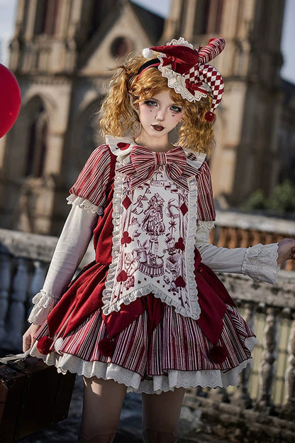 Sweet Lolita Dress - Letters And Poems · Doll Mask, Red, Long Sleeves, Gothic Style - main product image