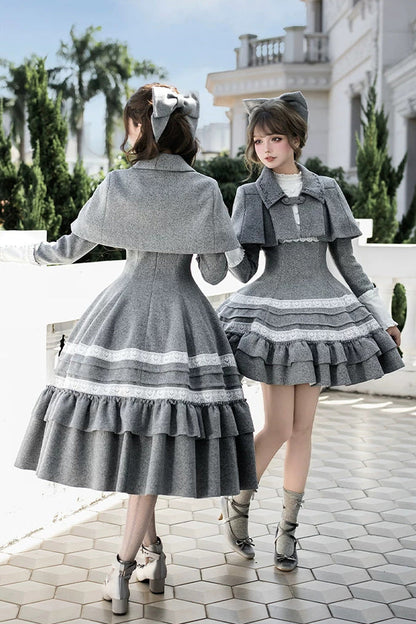Sweet Lolita Dress - Letters And Poems · Old Memories, Gray, Stand Collar, Classic Style - additional product view 22