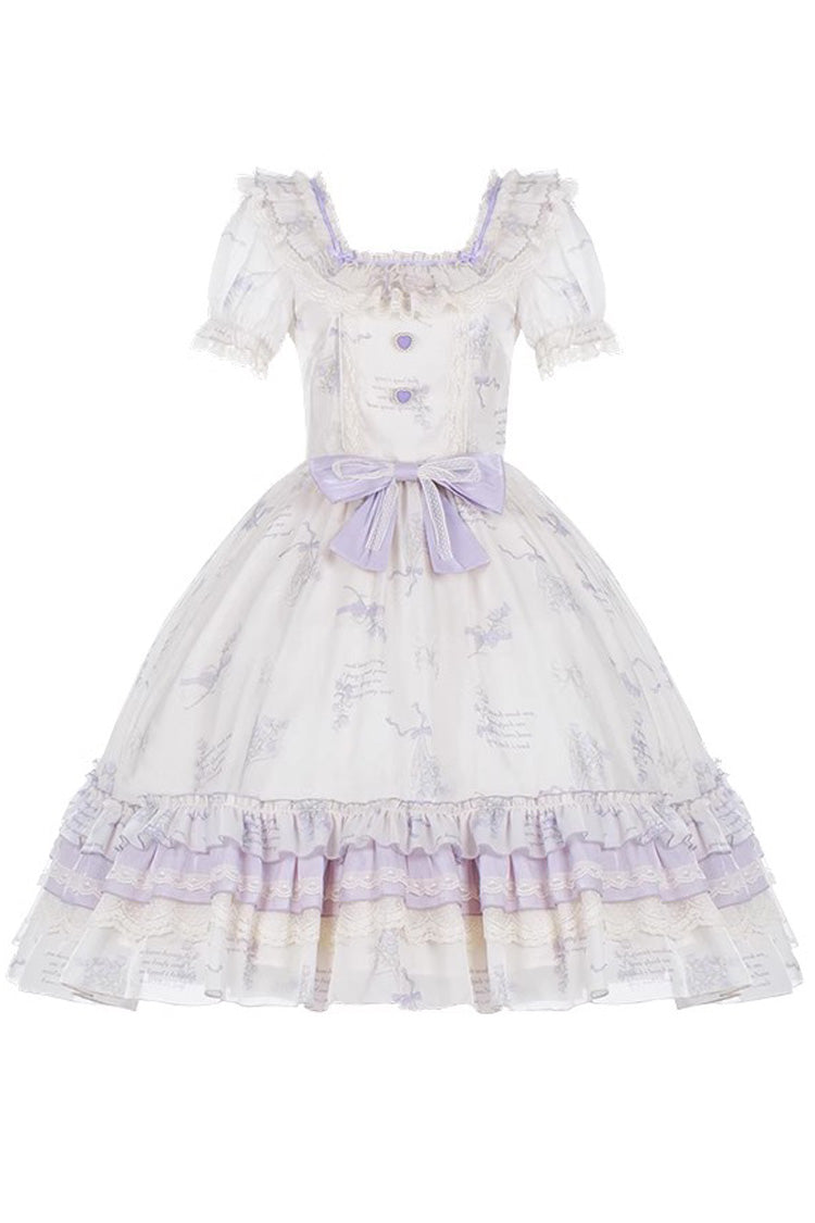 Sweet Lolita Dress - Letters And Poems Starry, Purple, Printed - additional product view 2