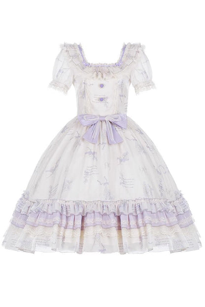 Sweet Lolita Dress - Letters And Poems Starry, Purple, Printed - additional product view 2