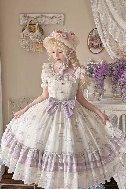 Sweet Lolita Dress - Letters And Poems Starry, Purple, Printed - additional product view 3