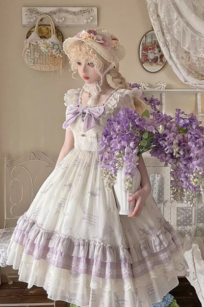 Sweet Lolita Dress - Letters And Poems Starry, Purple, Printed - additional product view 4