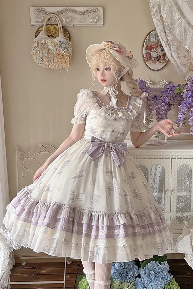 Sweet Lolita Dress - Letters And Poems Starry, Purple, Printed - additional product view 5