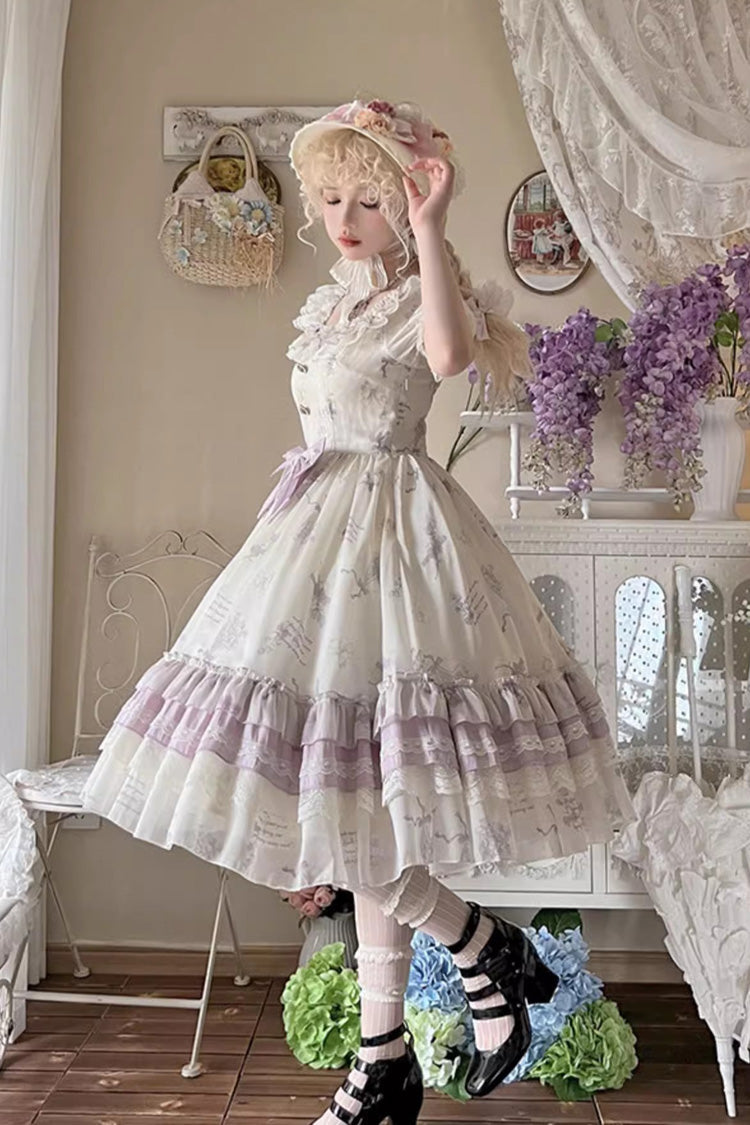 Sweet Lolita Dress - Letters And Poems Starry, Purple, Printed - additional product view 6