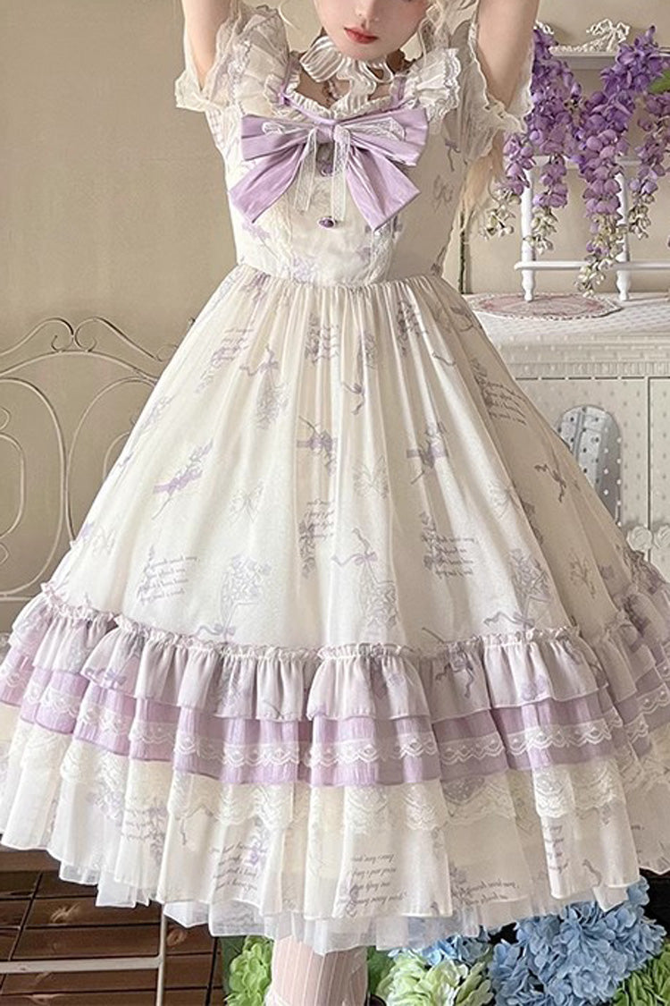 Sweet Lolita Dress - Letters And Poems Starry, Purple, Printed - main product image