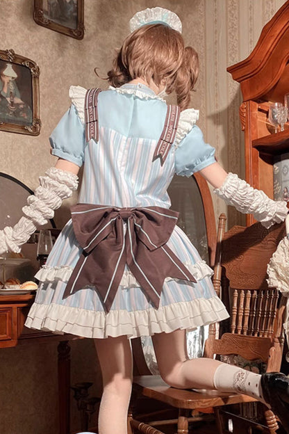 Sweet Lolita Dress - Light Blue Sea Salt Cookies, Blue, Printed, Bow Detail, Ruffled - additional product view 6