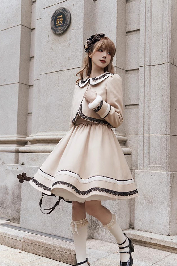 Sweet Lolita Dress - Light Tan Doll Collar, Light-Tan, Bow Detail - additional product view 6