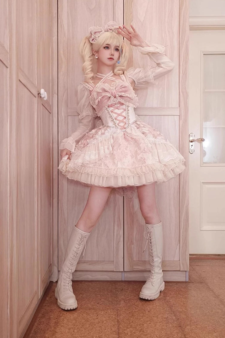 Sweet Lolita Dress - Lilibet, Pink, Ruffled, Printed, Bow Detail - additional product view 2