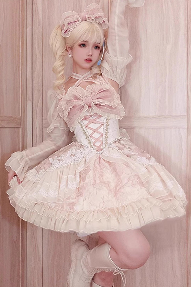 Sweet Lolita Dress - Lilibet, Pink, Ruffled, Printed, Bow Detail - additional product view 3