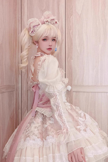 Sweet Lolita Dress - Lilibet, Pink, Ruffled, Printed, Bow Detail - additional product view 4
