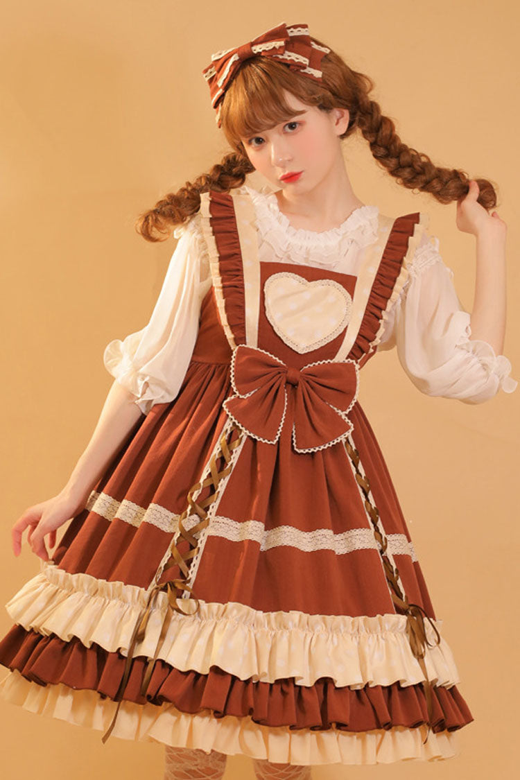 Sweet Lolita Dress - Love Plaid Polka Point Big, 2 Colors, Plaid, Bow Detail - additional product view 2